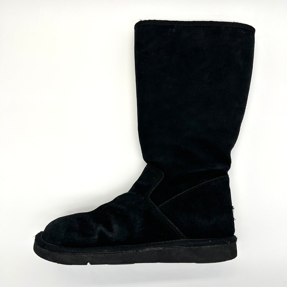 UGG Australia Boots Womens 8 Black‎ Sunset Tall Suede Sheepskin Zip Shoes 5235